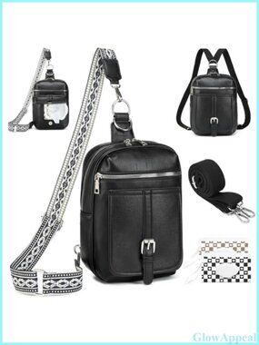Vegan Leather Mini Diaper Bag Crossbody Sling Purse Wipes Pocket